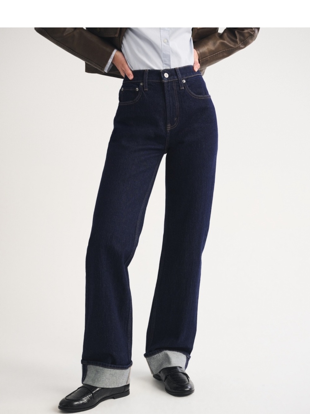 Abercrombie & Fitch Dark Navy Wide-Leg High-Rise Jeans